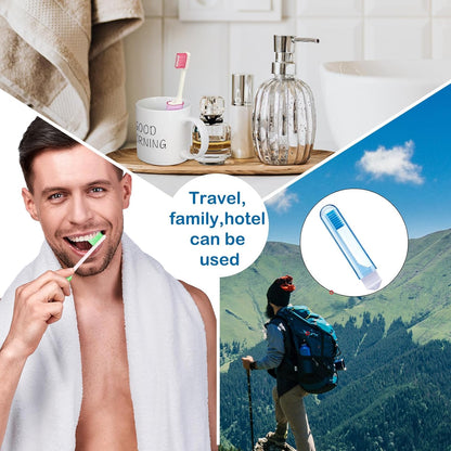 Patelai 4 Pcs Travel Toothbrush Set, Soft Bristle Mini Foldable Tooth Brush with Case, Individually Wrapped Small Portable Travel Size Toiletries Stuff for Camping (Fresh Color)