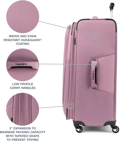 Travelpro Maxlite 5 Softside Expandable Checked Luggage with 4 Spinner Wheels, Lightweight Suitcase, Men and Women, Orchid Pink Purple, Checked Large 29-Inch