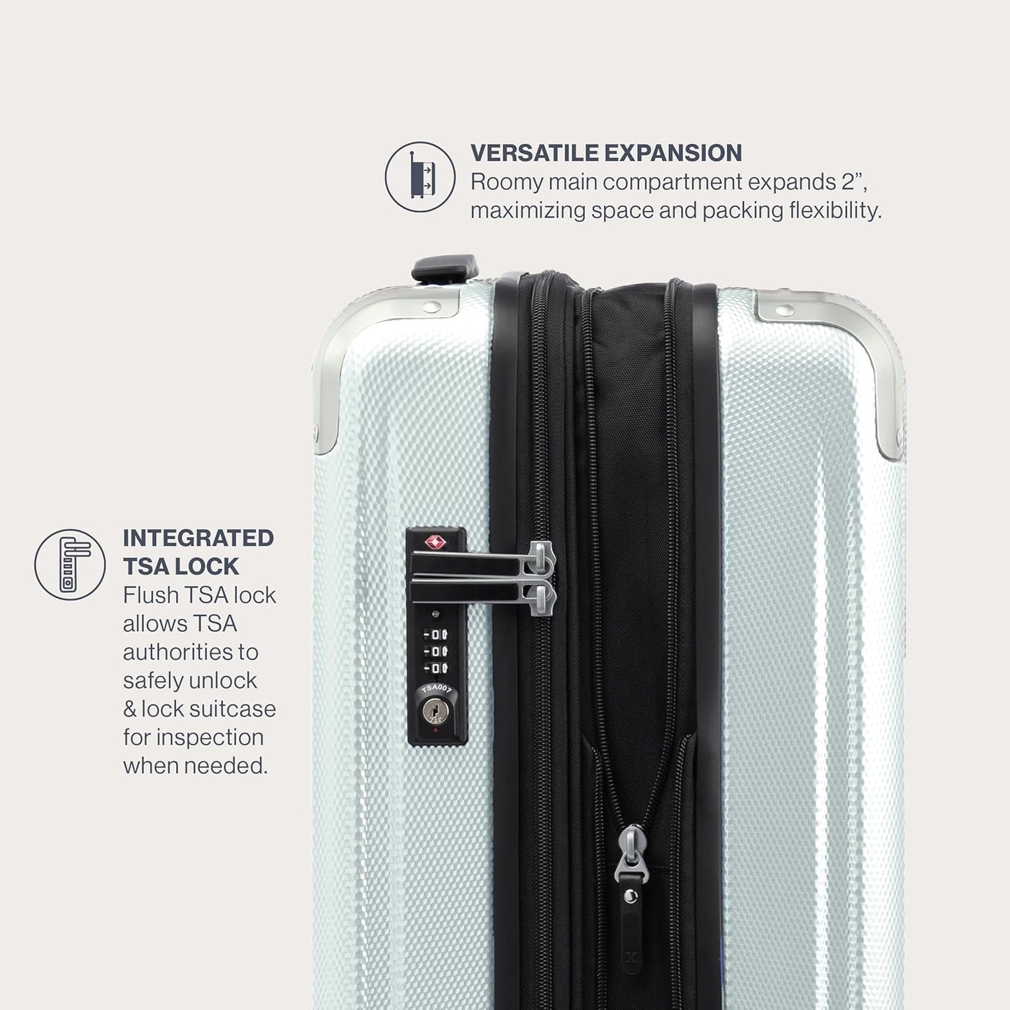 Travelpro Pathways 3 Hardside Expandable Luggage, 8 Spinner Wheels, Lightweight Hard Shell Suitcase, Cloud Grey, 3 Piece Set (21/25/28)