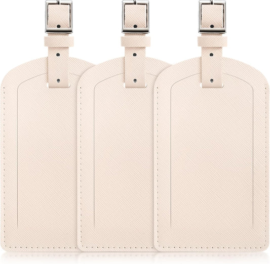 3 Pack Luggage Tags for Suitcases, TSA Approved Bag Tags, Baggage Tags with Privacy Protection, Travel Essentials Luggage Accessories, Ivory