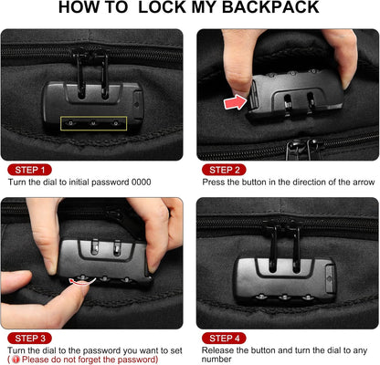 LOVEVOOK Travel Laptop Backpack with Lock and 17 Large Computer Business Work Backpack for Men (Black-Lunch, 17 inch)