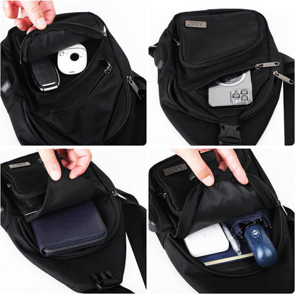AMJ Crossbody Sling Bag Men Women, Casual Shoulder Backpack, Chest Daypack Satchel for Hiking Travel