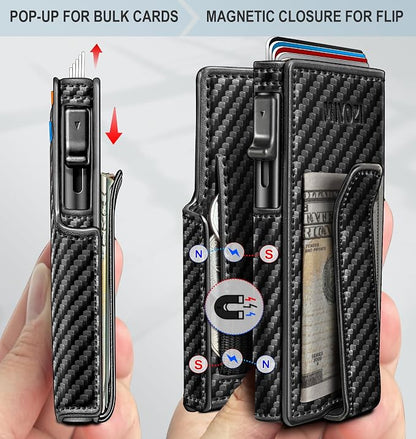 Men Wallet, with Money Clip Coins Pocket ID Window, Slim Front Pocket RFID - Image 4