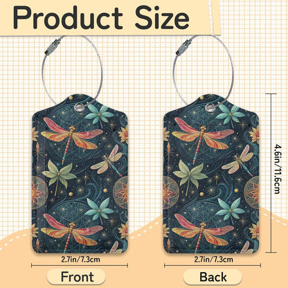 3 PCS Dragonfly Luggage Tags,Fantasy Dragonfly Suitcase Tags Privacy Cover ID Label with Stainless Steel Loop and Address Card for Travel Bag Suitcase