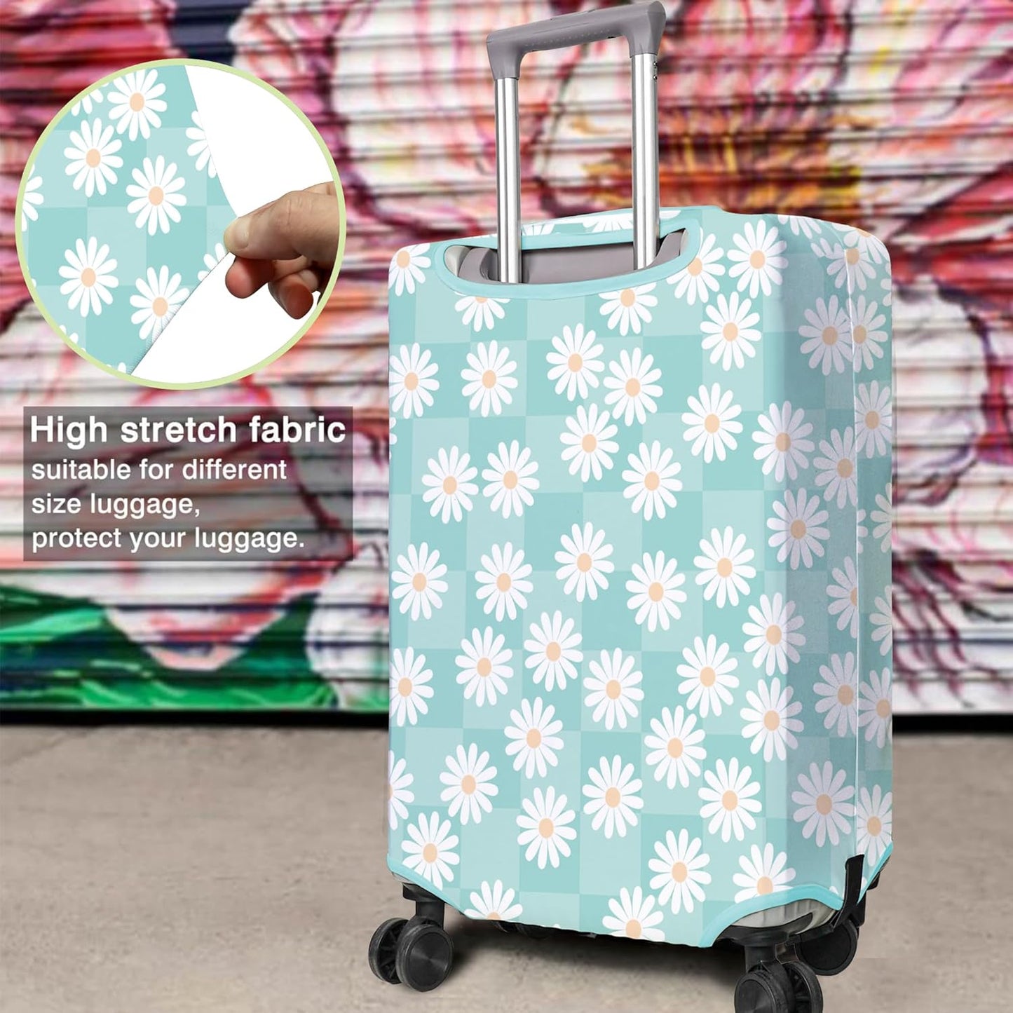 Travel Luggage Cover Suitcase Protector Fits 18-32 Inch Wheel Covers PatternedTravel Related Items Flower Luggage Protector Elastic M
