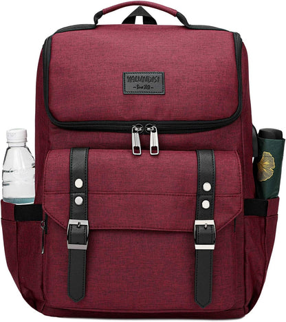 YALUNDISI Vintage Backpack Travel Laptop Backpack with usb Charging Port for Women & Men College Backpack Fits 15.6 Inch Laptop Red