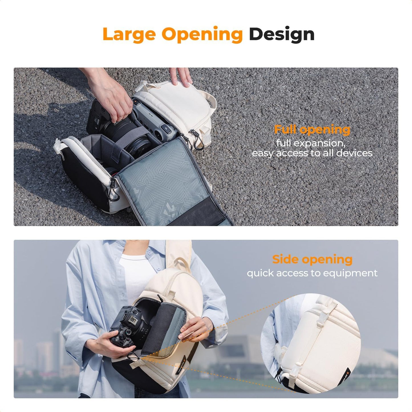 K&F Concept Camera Sling Bag Crossbody Bag Camera Shoulder Backpack DSLR/SLR/Mirrorless Photography Bags Compatible with Canon/Nikon/Sony/Fuji/Gopro/DJI