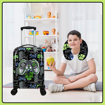 Kid’s Luggage Set 5 Piece Suitcase Set 16’’ Hardside Luggage with Spinner Wheels Girls Boys Carry on Luggage Travel Rolling Luggage Airline Approved