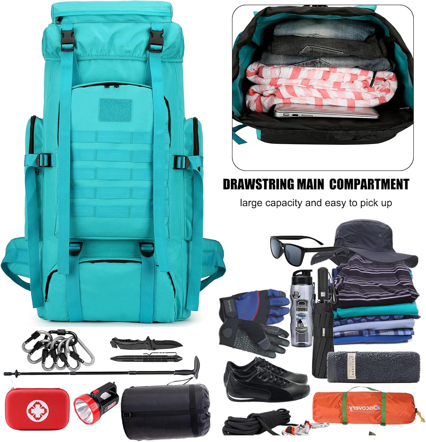Hiking Backpack for Men 70L/100L Camping Backpack Military Rucksack Molle 3 Days Assault Pack for Climbing