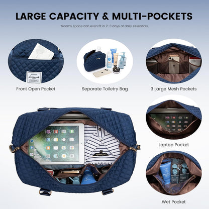 LOVEVOOK Travel Duffle Bag,Weekender Bags for Women with Shoe Compartment，Carry on Overnight Bag with Toiletry Bag,Gym Duffel Bag with Wet Pocket, Hospital Bags for Labor and Delivery