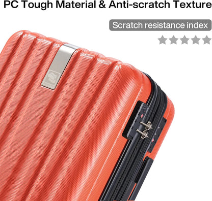 Hanke 14 Inch Underseat Carry On Luggage with Wheels Hard Shell Suitcases Lightweight Small Luggage for Weekender Mini Suitcase Carry On Bag Travel Luggage for Travel Rolling Suitcase.(Orange)