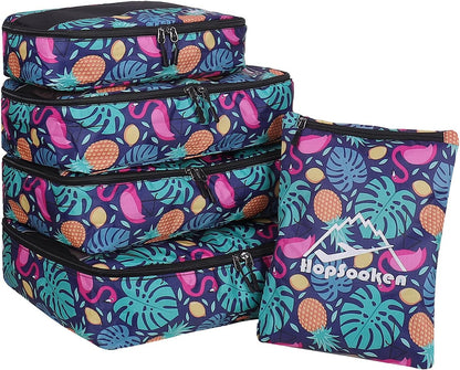 5 Set Packing Cubes for Travel Large Suitcase Luggage Organizer Bags Travel Accessories Vacation 4 Cubes 1 Laundry Pouch Bag