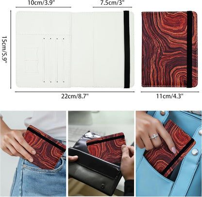 Passport Holder for Women and Men PU Leather Passport Cover for Travel (Wood Print)