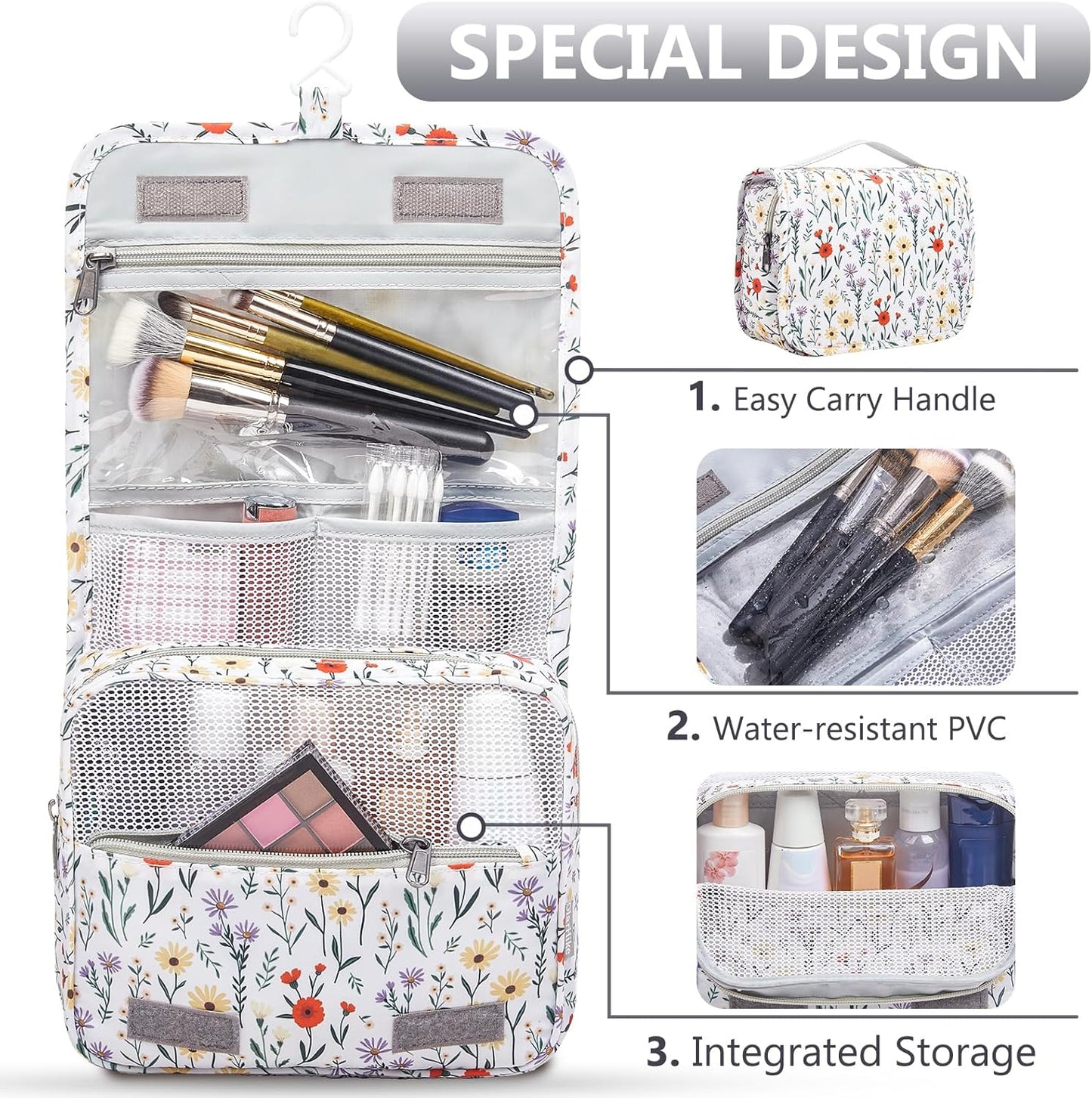 8 Set Packing Cubes for Travel, Gifts for Women Mom,Anti-Tearing Suitcase Organizer for Luggage with Shoe & Hanging Toiletry Bag,OlarHike Vacation Essentials & Accessories for Cruise Ship,Flower