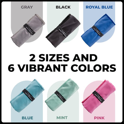 AqtivAqua Quick Dry Towel - Lightweight Microfiber Travel Towel w/Bag - Fast Drying Towel Set for Camping, Beach, Pool, Gym, Backpacking, Sports, Yoga & Swim Use, Hiking (Black, L:30"x60")