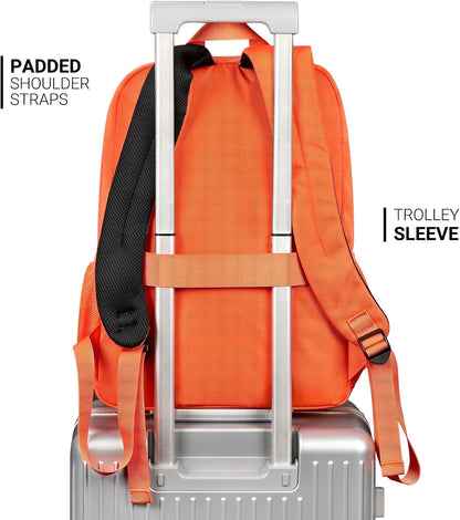 ZORFIN 26L Backpack for College, and Travel: Water Resistant Bookbag - Tangerine