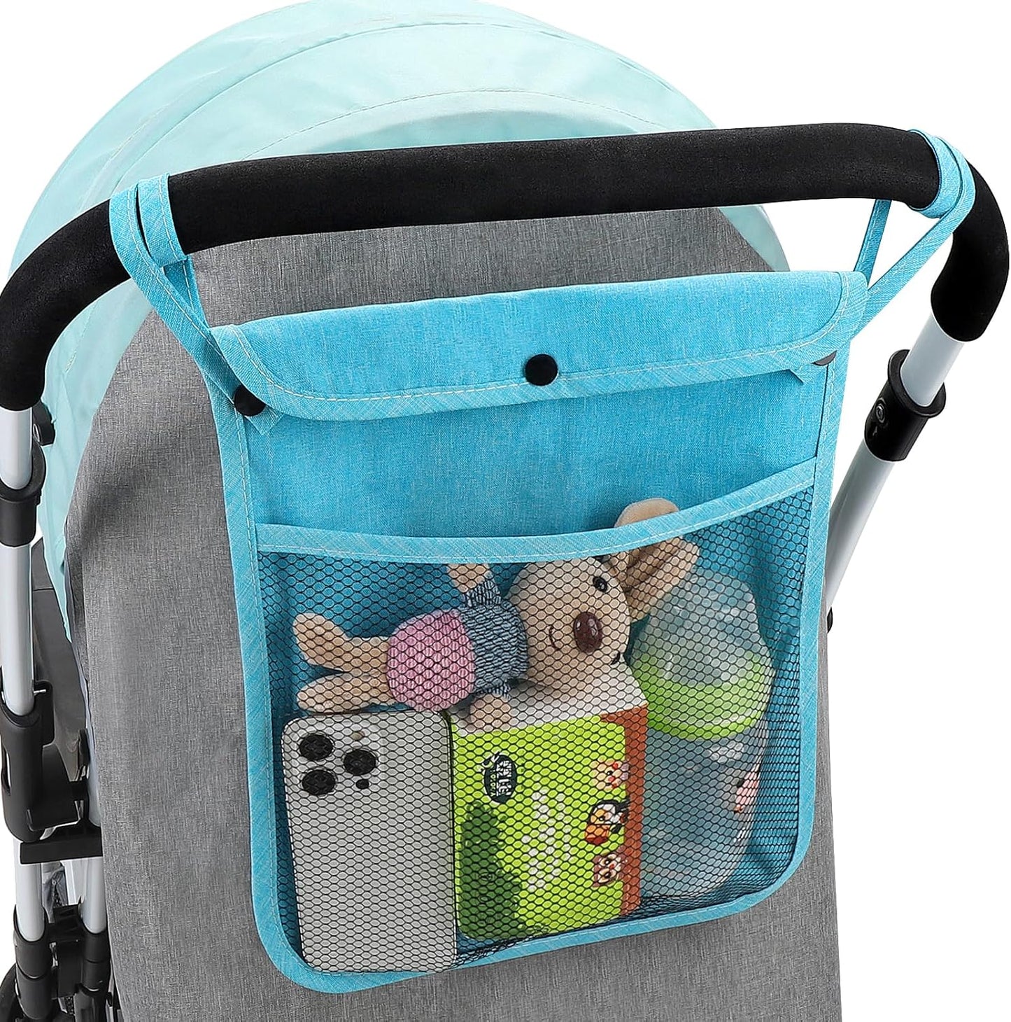 Accmor Universal Stroller Organizer, Mesh Bag Fits for Uppababy, Nuna, Britax, Doona Strollers, Non-Slip Adjustable Stroller Mesh Cargo Net Storage Caddy Accessories