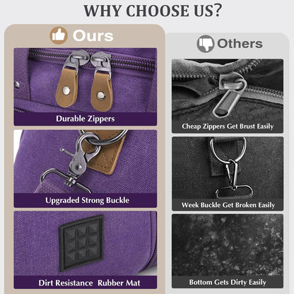 Gonex Canvas Duffle Bag for Travel 50L Expandable Duffel Weekend Overnight Bag (Purple)