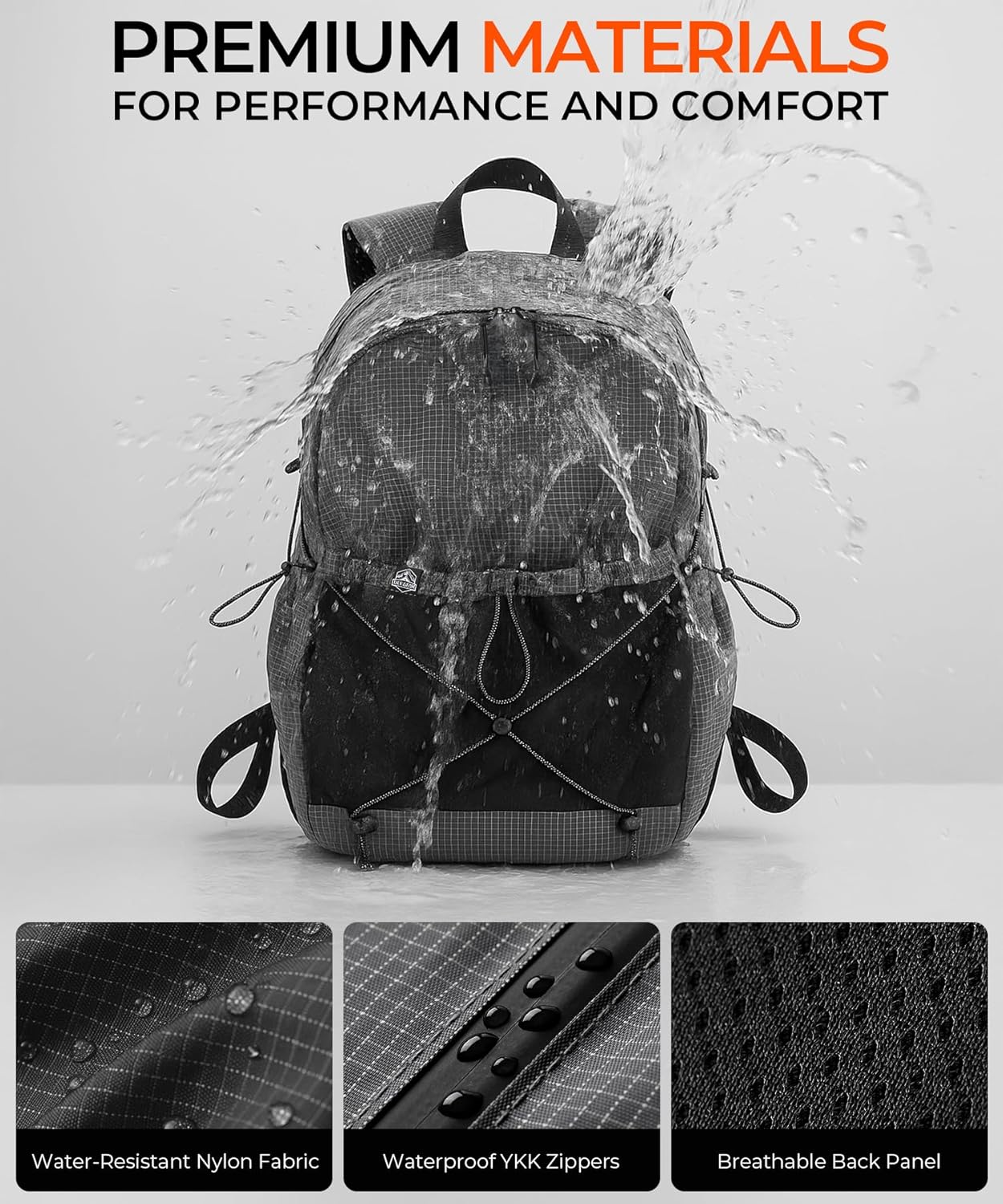 Lightweight Hiking Backpack, Camping Backpack 20L Small Backpacks Water Resistant Daypack for Women Men (Grey)