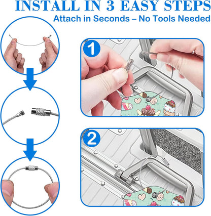 Cute Ice Cream Doole Luggage Tags for Suitcases Leather Travel Tags for Luggage ID Label with Privacy Cover and Stainless Steel Loop for Men Women Suitcase Backpack, Set of 2