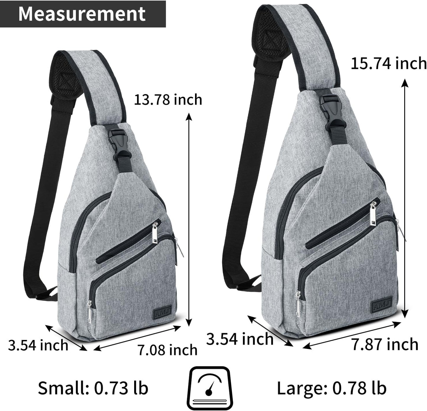 AMJ Crossbody Sling Bag Men Women, Casual Shoulder Backpack, Chest Daypack Satchel for Hiking Travel