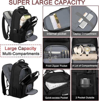 Extra Large Laptop Backpack for Travel, College & Work, TSA Friendly Commuter Gaming Bag with USB Charging Port, Heavy-Duty Anti-Theft Design Fits 18.4 Inch Laptop, Grey, 21.7x15.9x10.2”