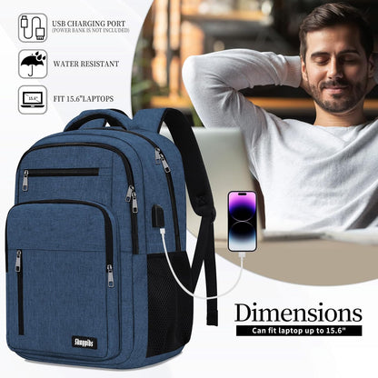 Black Backpack for Men Women, School Backpack for Boys Girls Teens, 15.6 Inch Laptop Backpacks with USB Port, Water Resistent Book bag, Work College Bookbag, back pack, Mochila para hombre