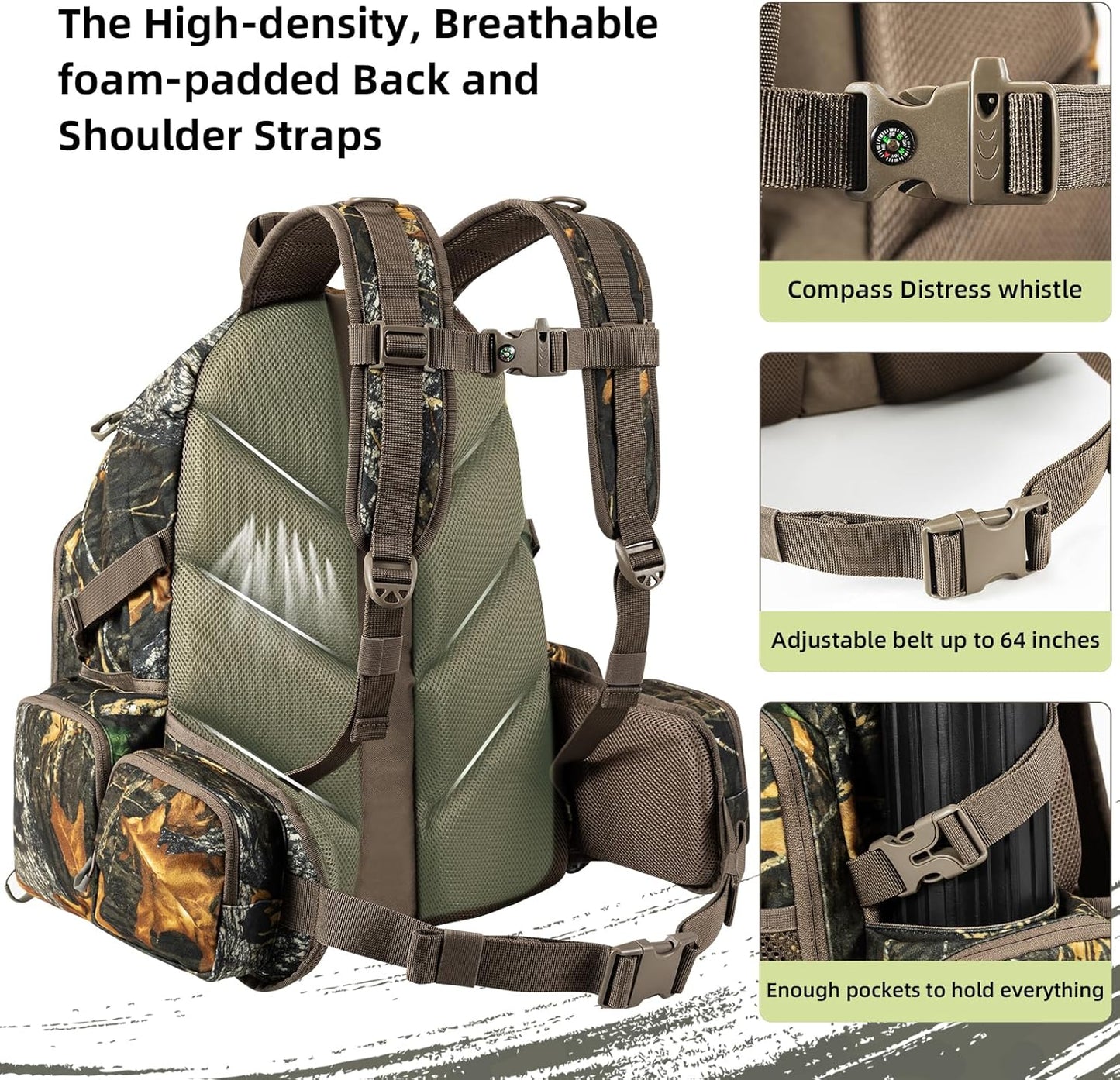 hunting backpack for men Waterproof Camo Hunting Pack gifts for men hunting gear Day Pack-BlessedLeaf-35L