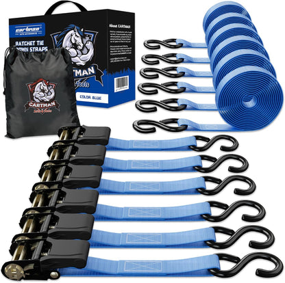 Cartman 1" x 15' Ratchet Tie Down up to 1500lbs 6pk in Carry Bag, Cargo Straps