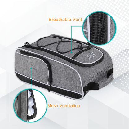 Wolt Golf Shoe Bag - Sports & Travel Shoes Carrier Bags with Ventilation & Double Outside Accessory Pocket for Socks, Tees, Golf Balls, etc. for women and men (Grey)