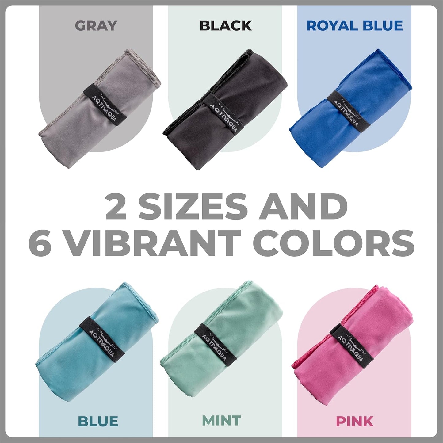 AqtivAqua Quick Dry Towel - Lightweight Microfiber Travel Towel w/Bag - Fast Drying Towel Set for Camping, Beach, Pool, Gym, Backpacking, Sports, Yoga & Swim Use, Hiking (Gray, M:24"x40")