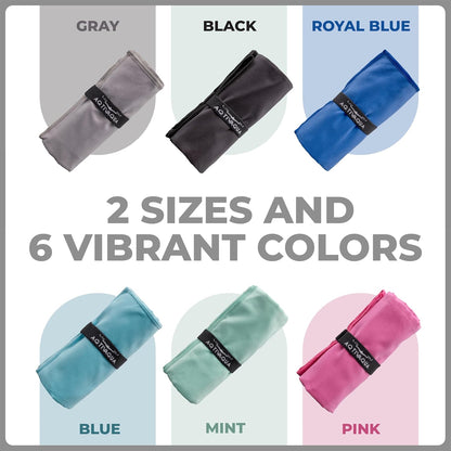 AqtivAqua Quick Dry Towel - Lightweight Microfiber Travel Towel w/Bag - Fast Drying Towel Set for Camping, Beach, Pool, Gym, Backpacking, Sports, Yoga & Swim Use, Hiking (Gray, M:24"x40")