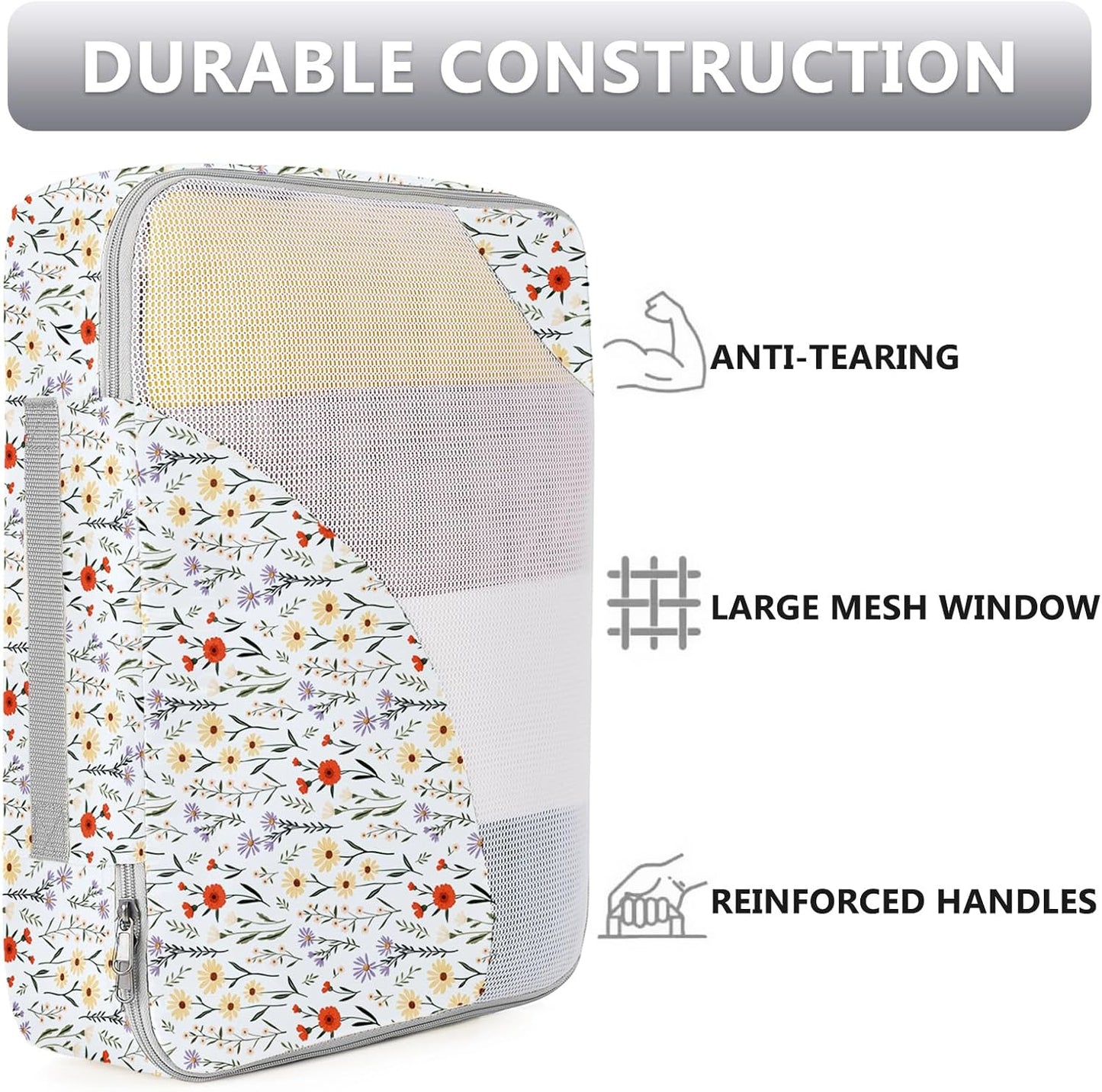 8 Set Packing Cubes for Travel, Gifts for Women Mom,Anti-Tearing Suitcase Organizer for Luggage with Shoe & Hanging Toiletry Bag,OlarHike Vacation Essentials & Accessories for Cruise Ship,Flower