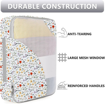 8 Set Packing Cubes for Travel, Gifts for Women Mom,Anti-Tearing Suitcase Organizer for Luggage with Shoe & Hanging Toiletry Bag,OlarHike Vacation Essentials & Accessories for Cruise Ship,Flower