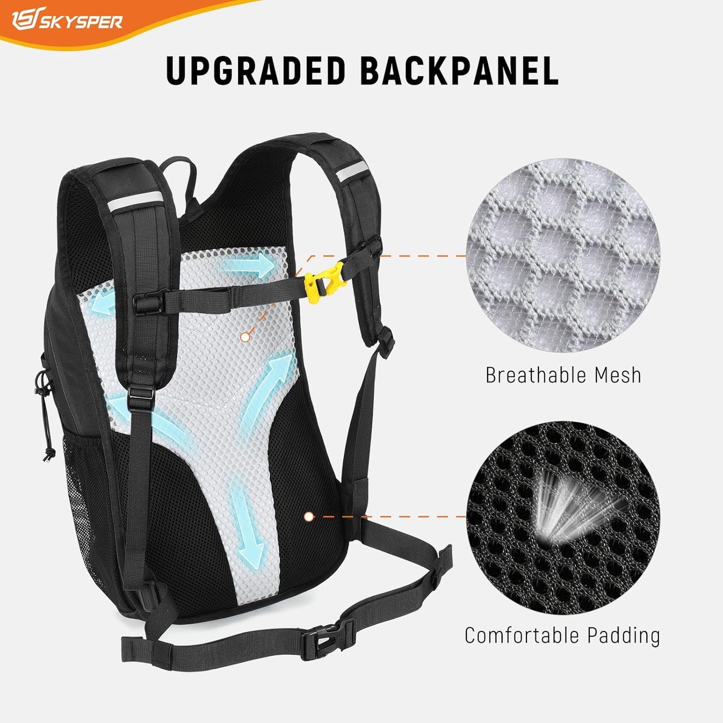 SKYSPER Hiking Backpack 15L Lightweight Walking Daypack for Camping Travelling Daytrip Small Trail Bagpack for Men Women