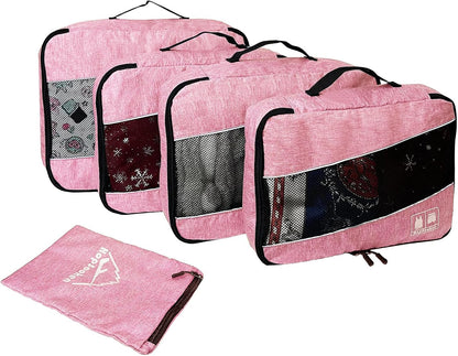 5 Set Packing Cubes for Travel Large Suitcase Luggage Organizer Bags Travel Accessories Vacation 4 Cubes 1 Laundry Pouch Bag