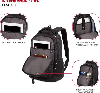 SwissGear Cecil 5505 Laptop Backpack, Black Cod/Camo, 18-Inch