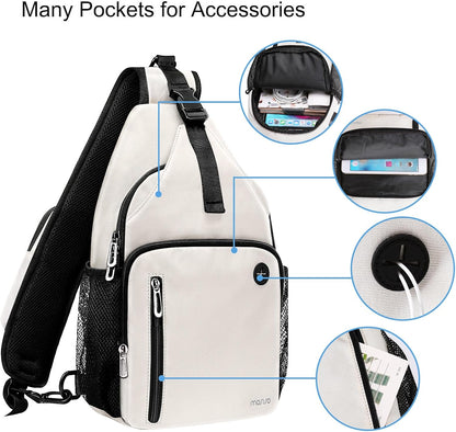 MOSISO Sling Backpack Bag, Crossbody Shoulder Bag Travel Hiking Daypack Chest Bag with Front Square Pocket&USB Charging Port