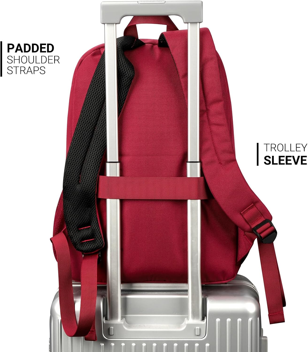 ZORFIN 26L Backpack for College, and Travel: Water Resistant Bookbag - Russet Red