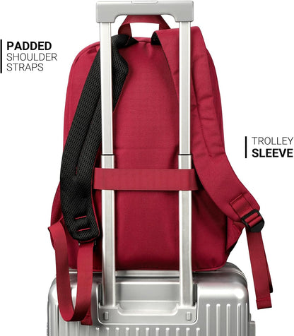 ZORFIN 26L Backpack for College, and Travel: Water Resistant Bookbag - Russet Red