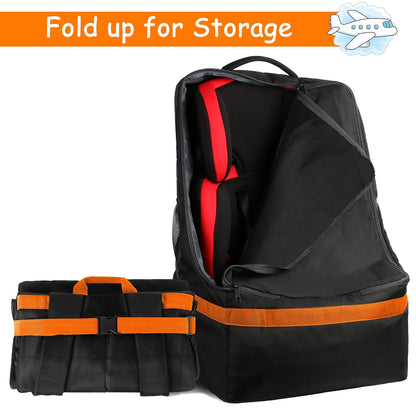 YOREPEK Car Seat Travel Bag, Padded Car Seats Backpack for Air Travel, Heavy Duty Gate Check Carseat Travel Bag for Airplane, Airport Gate Check Bag (Orange)