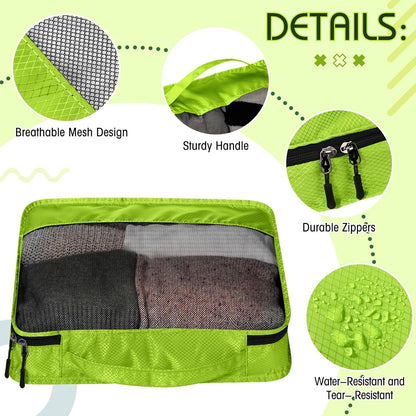 5 Pcs Packing Cubes for Suitcase Large Travel Cubes Carry on Luggage Organizer Bags for Clothes Accessories(Mixed,Green)