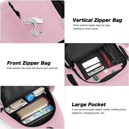 MOSISO Sling Backpack,Canvas Crossbody Hiking Daypack Bag with Anti-theft Pocket, Pink