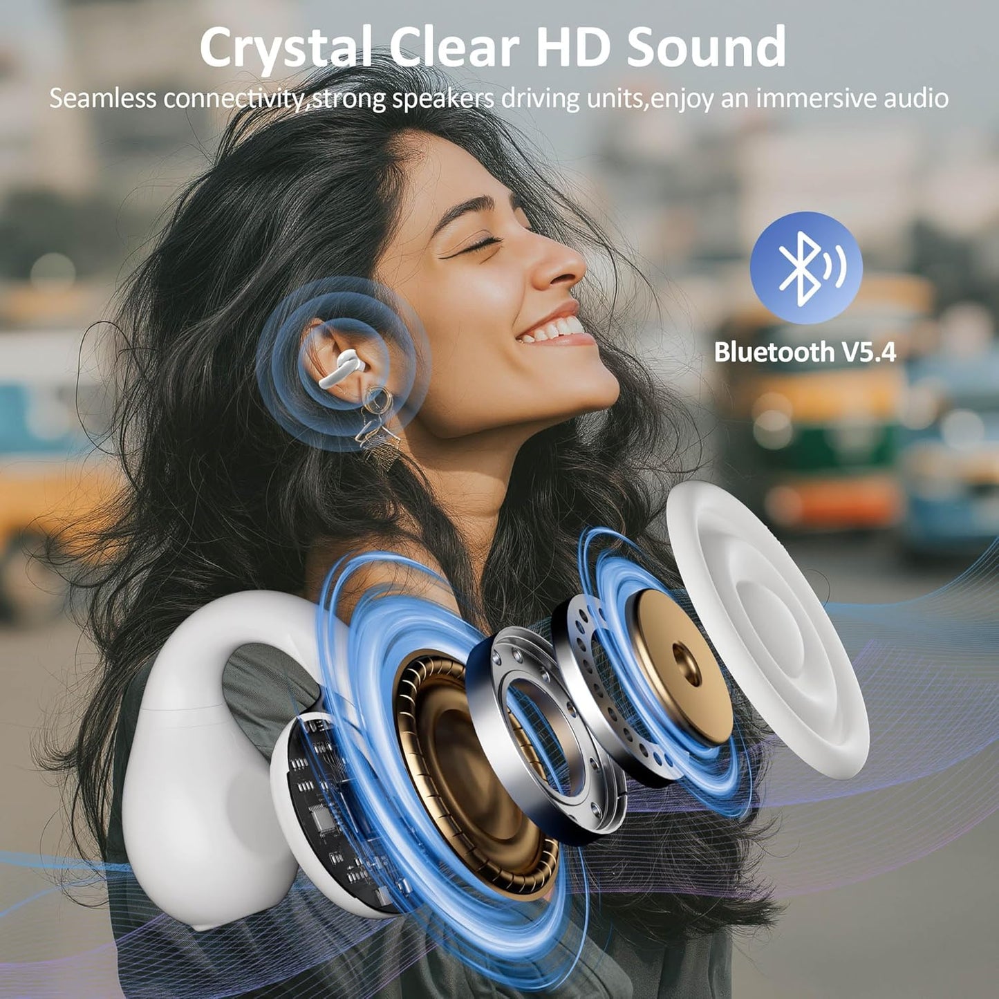 Language Translation Earbuds Real Time, IAMJOY Language Translator Earbuds Open Ear Clip-On Earbuds, Audifonos Traductores Inglés Español Language Translator Device with APP for Travel Study, White