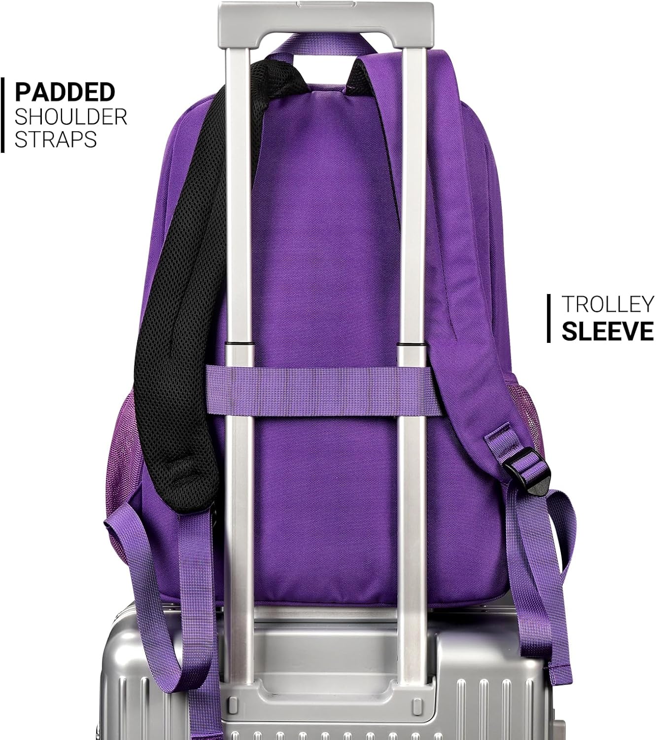 ZORFIN 26L Backpack for College, and Travel: Water Resistant Bookbag - Purple