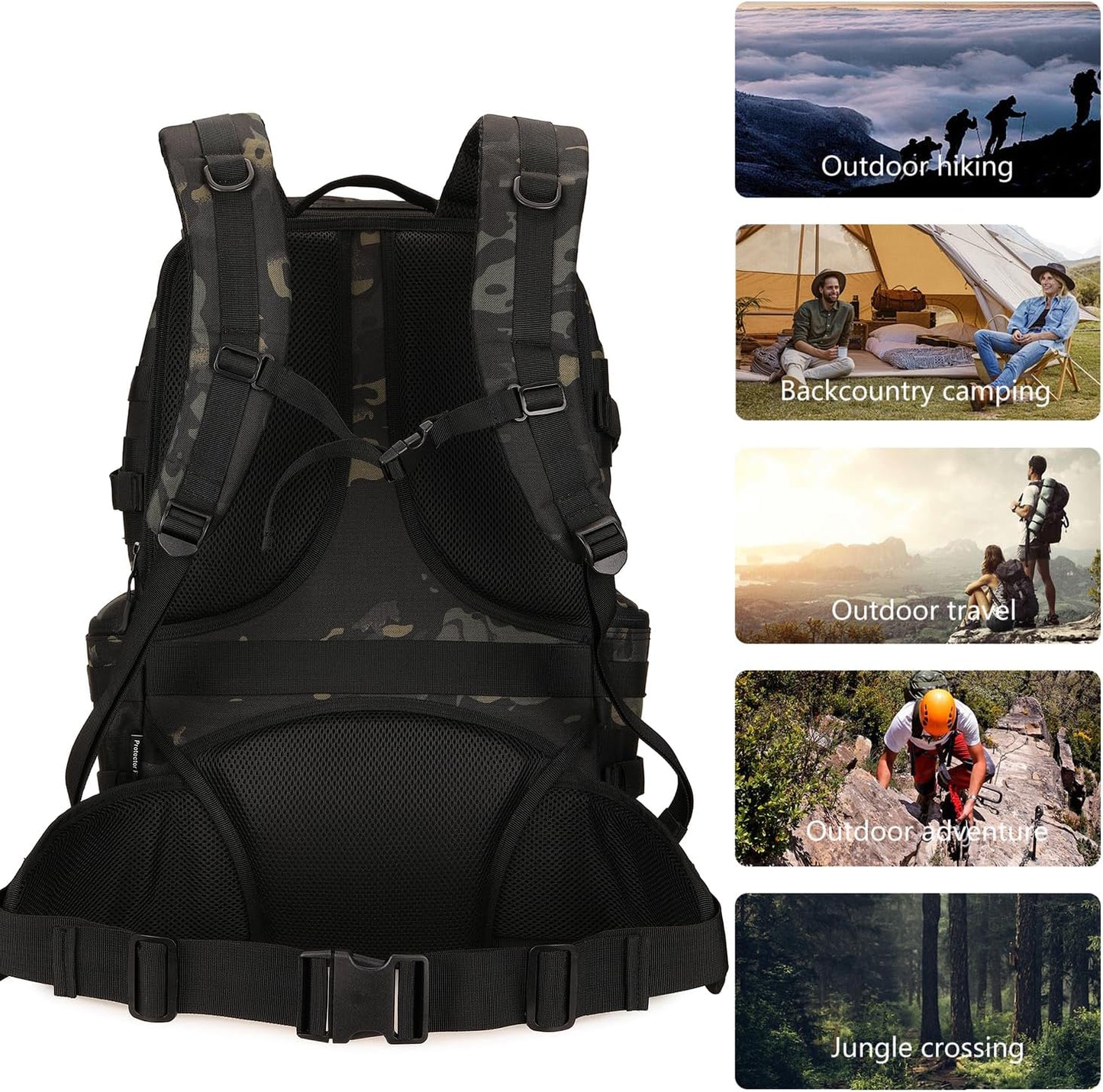 50L Military Tactical Backpack Hiking Waterproof Backpack Large Military Pack 3 Day Assault Pack Molle Bag Rucksack