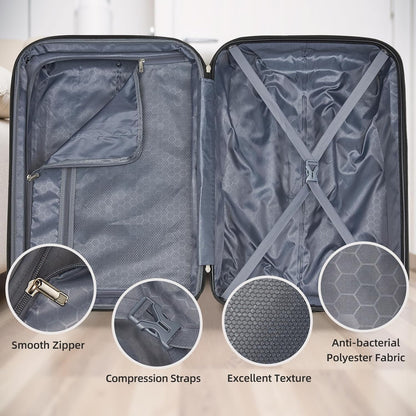 LARVENDER Luggage Sets 5 Piece Hardside Expandable Suitcase with Wheels Lock,PC+ABS Hardside Lightweight Rolling Suitcase for Women and Men,Cheetah