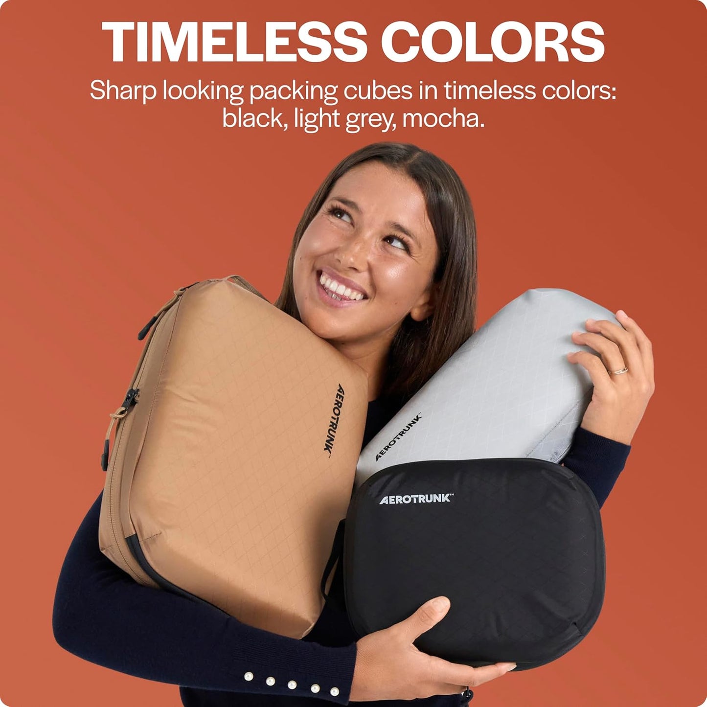 Aerotrunk Ultralight Compression Packing Cubes - Lightweight Travel Organizers for Suitcases and Luggage (6-Pack, Light Grey)