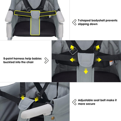 Hook On Chair, VEEYOO Clip On High Chair Folding Fast Table Chair with Storage Bag, Portable Baby Feeding Seat Attach to Table for Home and Travel