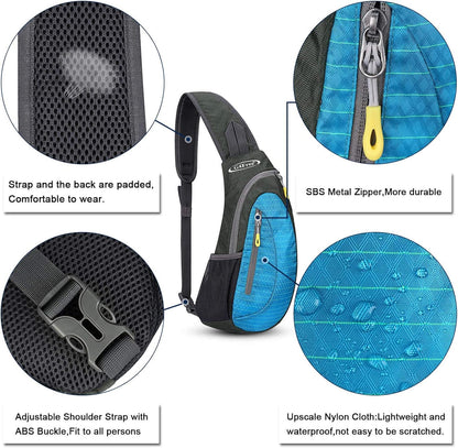 G4Free Sling Bag for Men Women, Small Crossbody Backpack Lightweight Chest Shoulder Bags for Travel, Outdoor and Sports (Light Blue)